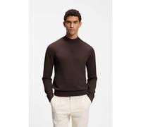 BOSS Mock-neck sweater in extra-fine merino wool - Style H-Bjarno, 50570642 Dark Brown M