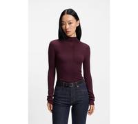 BOSS Mock-neck sweater in merino wool with mixed ribbing - Style Foliora, 50549166 Dark Red L