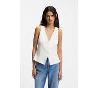 BOSS Modern-fit waistcoat with open back - Style C_Jalily, 50557450 White 8