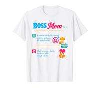 Boss Mom Definition Strong Working Mother Family Inspiration Value Graphic T-Shirt, Men, White, S