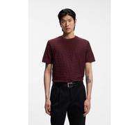 BOSS Monogram-jacquard T-shirt in mercerised cotton - Style H-Thompson 80, 50537131 Dark Red L