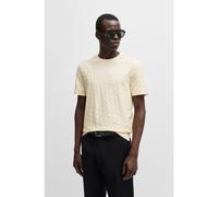 BOSS Monogram-jacquard T-shirt in mercerised cotton - Style H-Thompson 80, 50537131 Natural M