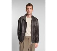 BOSS Nappa-leather jacket with two-way zip - Style C-Mander, 50547589 Dark Brown 44R