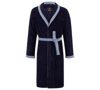 BOSS Navy cotton-velvet dressing gown with embroidered logo - Style LORD W NavyNF PEIG S, KIM-1013491 Dark Blue M
