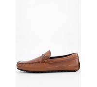 BOSS Noel Leather Moccasin Casual Slip Ons - Brown, Brown, Size 43, Men Brown