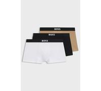 BOSS One Men's Cotton Stretch Boxer/Trunk 3 Pack - Black / White / Beige