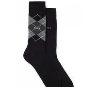 BOSS Mens 2 Pack RS Argyle Socks - Colour: 001 Black - Size: 9-11