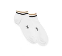 BOSS Mens 2P AS Uni stripe CC Two-pack of ankle-length socks with logo and signature stripe