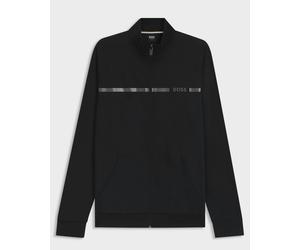 BOSS Orange Authentic Mens Cotton-Terry Loungewear Jacket with Stripe and Logo - Black 001 - Black 001 - L