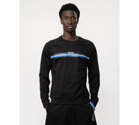 Boss Orange Authentic Mens Cotton-Terry Sweatshirt with Stripes and Logo - Black - Size Medium