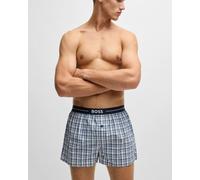 BOSS Orange Boxer 2-Pack Mens Cotton Pyjama Shorts with Logo Waistbands - Dark Blue 405 - L