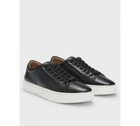 BOSS Orange Gary Tenn Mens Leather Low-Top Trainers with Branded Lace Loop NOS Colour: Black 001, Size: UK11 EU45 US12