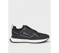 Boss Orange Jonah Runn Mens Mixed-Material Trainers with Large Logo - Black - Size UK 10