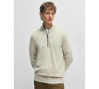 BOSS Mens Zip Neck Sweater Long Sleeve Cotton Light Beige XL