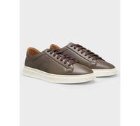 BOSS Orange Kieran Mens Low-Top Trainers in Leather with Embossed Logo - Dark Brown 201 - Dark Brown 201 - UK10 EU44 US11