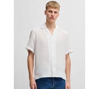 Boss Orange Mens Regular Fit Short Sleeve Shirt in White Linen - Size 2XL