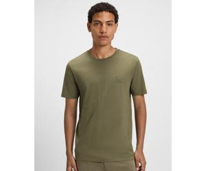 Boss Orange Mens Tales Open Green 342 T-shirt in Khaki Cotton - Size Large