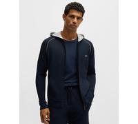 BOSS Orange Mix&Match Mens Stretch-Cotton Zip-Up Hoodie with Embroidered Logo - Dark Blue 403 - Dark Blue 403 - XL