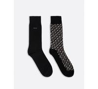 BOSS Orange Monogram Mens 2 Pack Regular Length Cotton Blend Socks - Black 001