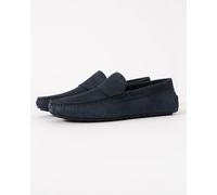 BOSS Orange Noel Mens Nubuck-Leather Loafers with Driver Sole - Dark Blue 402
