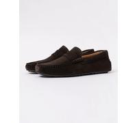 BOSS Orange Noel Mens Suede Moccasins with Penny Trim - Dark Brown 201