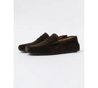BOSS Orange Noel Mens Suede Moccasins with Penny Trim - Dark Brown 201 - Dark Brown 201 - UK12 EU46 US13