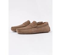 BOSS Orange Noel Mens Suede Moccasins with Penny Trim - Medium Beige 260