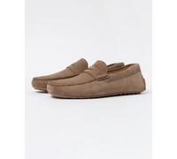 BOSS Portuguese-crafted moccasin loafers in suede with penny trim - Style Noel_Mocc_sdpeb, 50541750 Beige 9