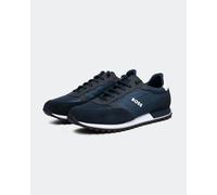 BOSS Mens Parkour-L Runn Mixed-Material Trainers with Branded Side Panel Size 8 Dark Blue
