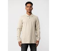 Boss Orange Passerby Mens Long Sleeve Stretch-Cotton Polo Shirt with Logo Patch - Beige - Size X-Large