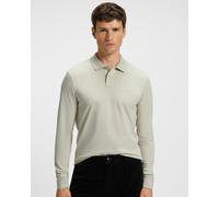 BOSS Orange Passerby Mens Long Sleeve Stretch-Cotton Polo Shirt with Logo Patch - Light Beige 271 - Light Beige 271 - M