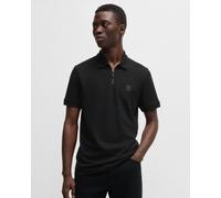 BOSS Mens Passerzip Zip-Neck Slim-fit Polo Shirt in Stretch Cotton Black