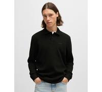 BOSS Orange Petempestolong Mens Cotton-Blend Polo Shirt with Waffle Structure - Black 001 - Black 001 - L