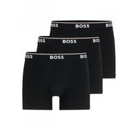 BOSS Orange Power Three Pack Mens Stretch Cotton Boxer Briefs With Logos NOS - Black 001 - Black 001 - L