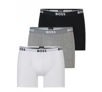 BOSS Orange Power Three Pack Mens Stretch Cotton Boxer Briefs With Logos NOS - White/Grey/Black 999 - White/Grey/Black 999 - XL