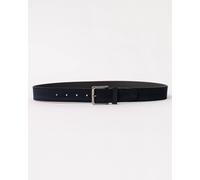 BOSS Orange Ronnie Mens Suede Belt with Logo-Engraved Gunmetal Buckle - Dark