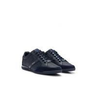 Boss Orange Saturn Mens Low Profile Mixed Material Trainers With Suede and Faux Leather - Dark Blue Nappa Leather - Size UK 13
