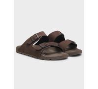 BOSS Orange Surfley Mens Twin-Strap Slides with Branded Buckles - Dark Brown 201