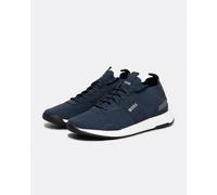 BOSS Mens Titanium Runn TTNM EVO Suede-Trim Trainers in a Sock Style Size 12 Dark Blue
