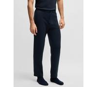 BOSS Orange Waffle Mens Cotton-Blend Pyjama Bottoms with Embroidered Logo - Dark