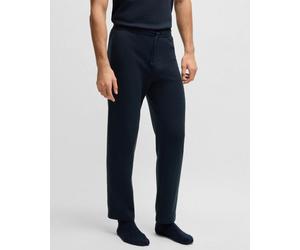 BOSS Orange Waffle Mens Cotton-Blend Pyjama Bottoms with Embroidered Logo - Dark