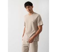 BOSS Orange Waffle Mens Cotton-Blend Pyjama T-Shirt with Embroidered Logo - Light Beige 275 - Light Beige 275 - XL