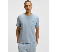 BOSS Orange Waffle Mens Cotton-Blend Pyjama T-Shirt with Embroidered Logo - Open Blue 483 - Open Blue 483 - M