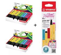 BOSS ORIGINAL Highlighter Assorted Colours (Pack 10)x 2 + POINT 88 Fineliner Zigzag Card Assorted Colours (Pack 18) - 70/10-1x2+8818/5