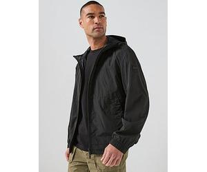 BOSS Orip Stretch Nylon Hooded Jacket, Black, Size 50=Uk40, Men Black