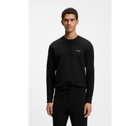BOSS Ottoman pyjama T-shirt with embroidered logo - Style Waffle LS-Shirt, 50535870 Black XXL
