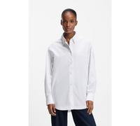 BOSS Oversized-fit blouse in cotton poplin and organza - Style C_Bonsta, 50553532 White 12