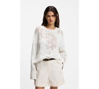 BOSS Oversized-fit cotton-blend sweater with knitted pattern - Style C_Foira, 50559816 Natural L