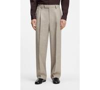 BOSS Oversized-fit trousers in micro-patterned fabric with linen - Style C-Pat-BB-DPL-262, 50561966 Light Beige 36R