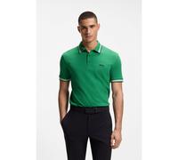 BOSS Green Paddy Mens Cotton-Piqué Polo Shirt with Contrast Logo - Bright Green
